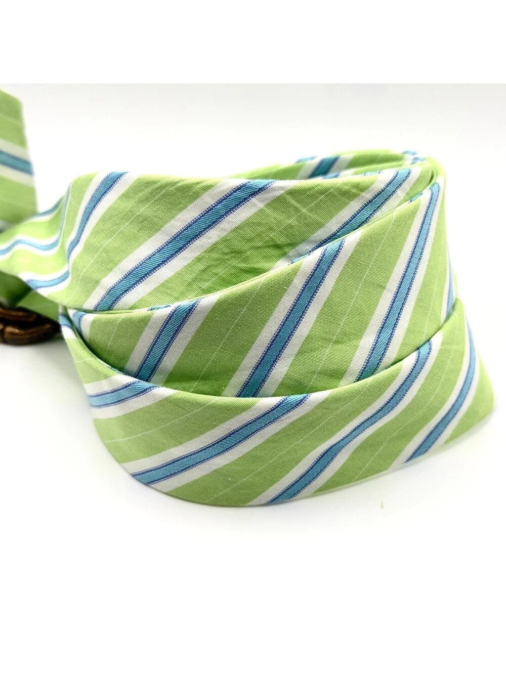J.Crew Green Blue Striped Cotton D-Ring Ribbon Belt